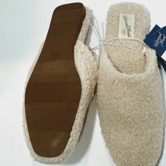 UNIVERSAL THREAD Margot teddy Sherpa slip on mule shoe cream size- various - Picture 7 of 8